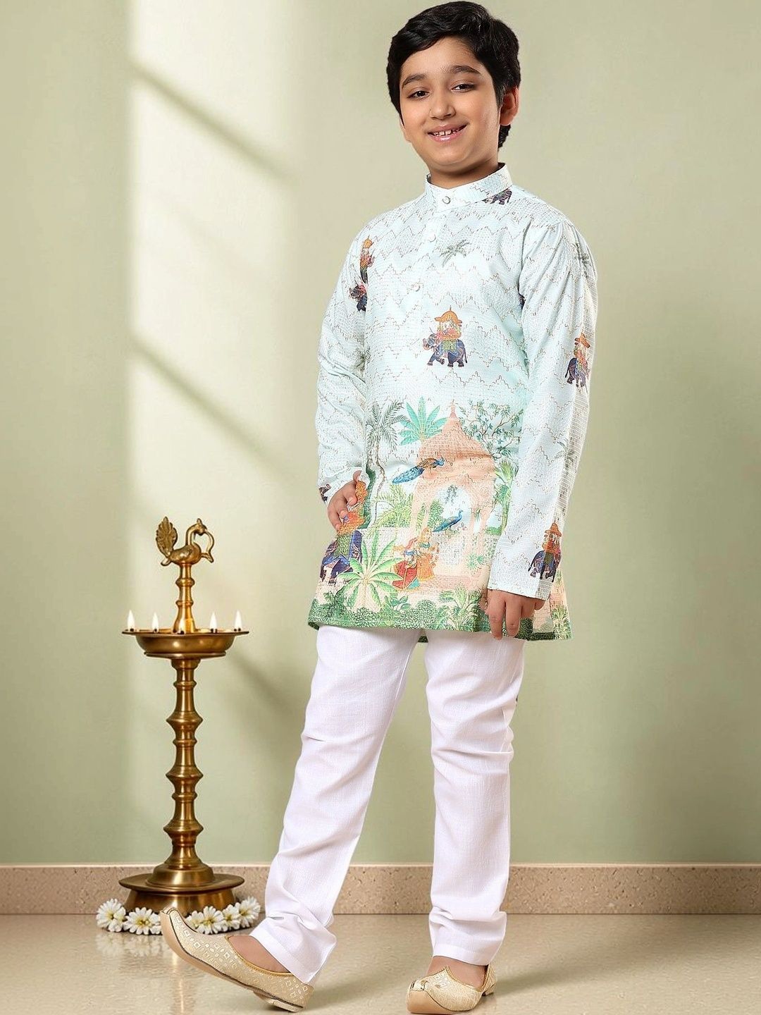 Boys Ethnic Motifs Printed Regular Kurta with Pyjamas