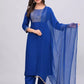 Women Blue Viscose Rayon Kurta Palazzo Dupatta Set