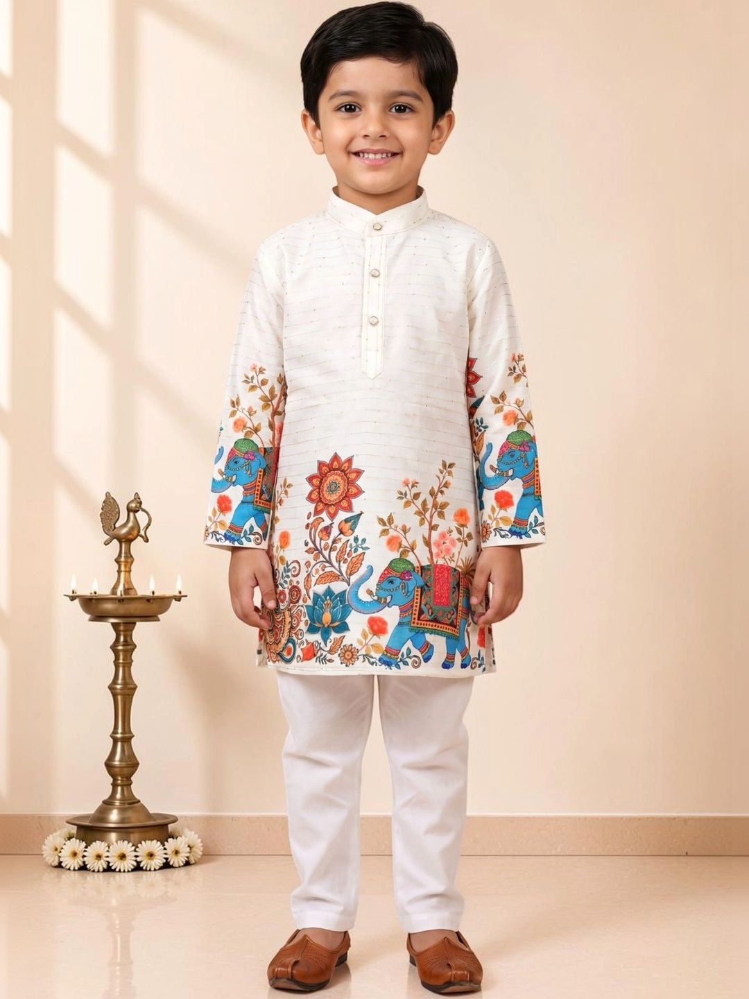 Boys Ethnic Motifs Printed Regular Kurta with Pyjamas