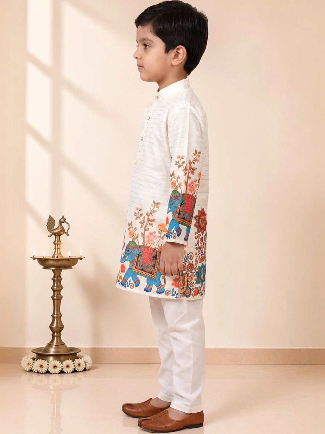 Boys Ethnic Motifs Printed Regular Kurta with Pyjamas