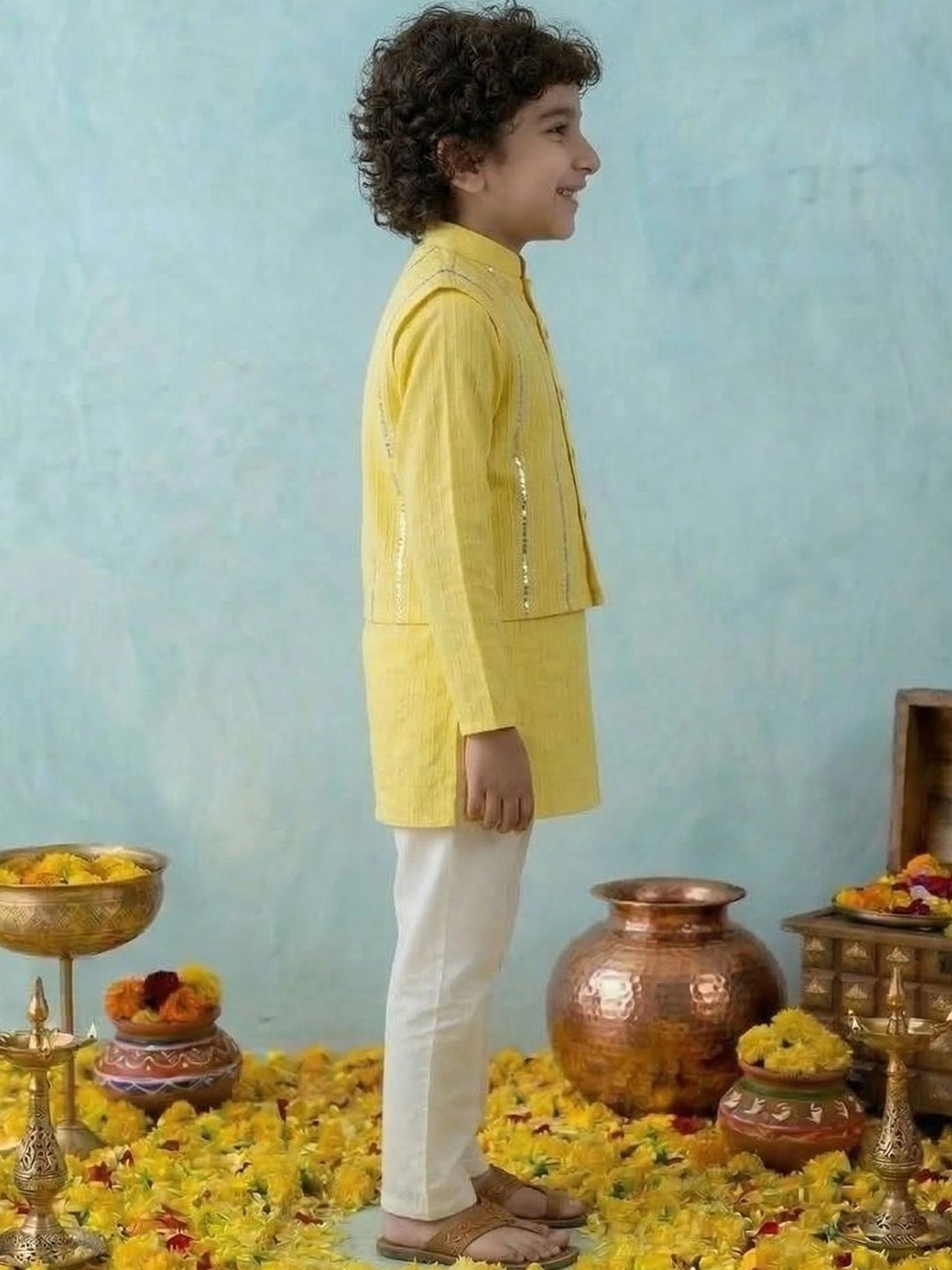 Boys Striped Regular Pure Cotton Kurta with Pyjamas