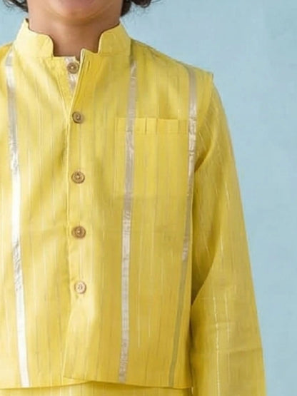Boys Striped Regular Pure Cotton Kurta with Pyjamas