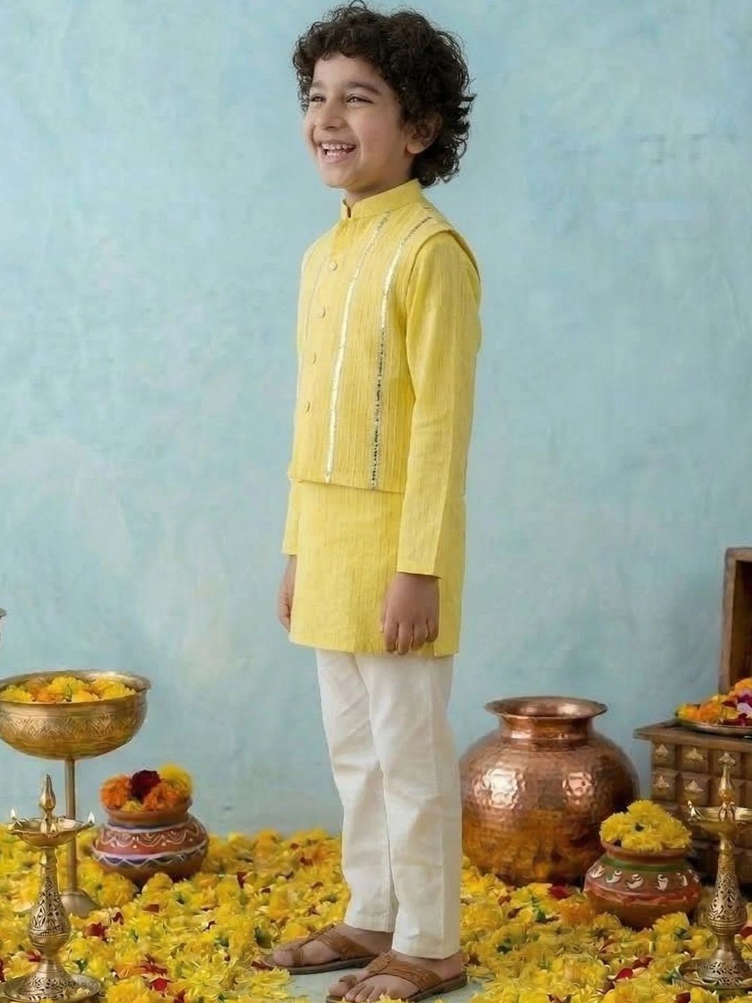 Boys Striped Regular Pure Cotton Kurta with Pyjamas