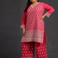 Plus Size Floral Embroidered Pure Cotton Straight Kurta With Palazzo