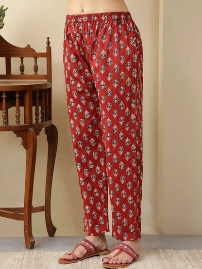 Women Ethnic Motifs Printed Regular Pure Cotton Kurta with Trousers & With Dupatta