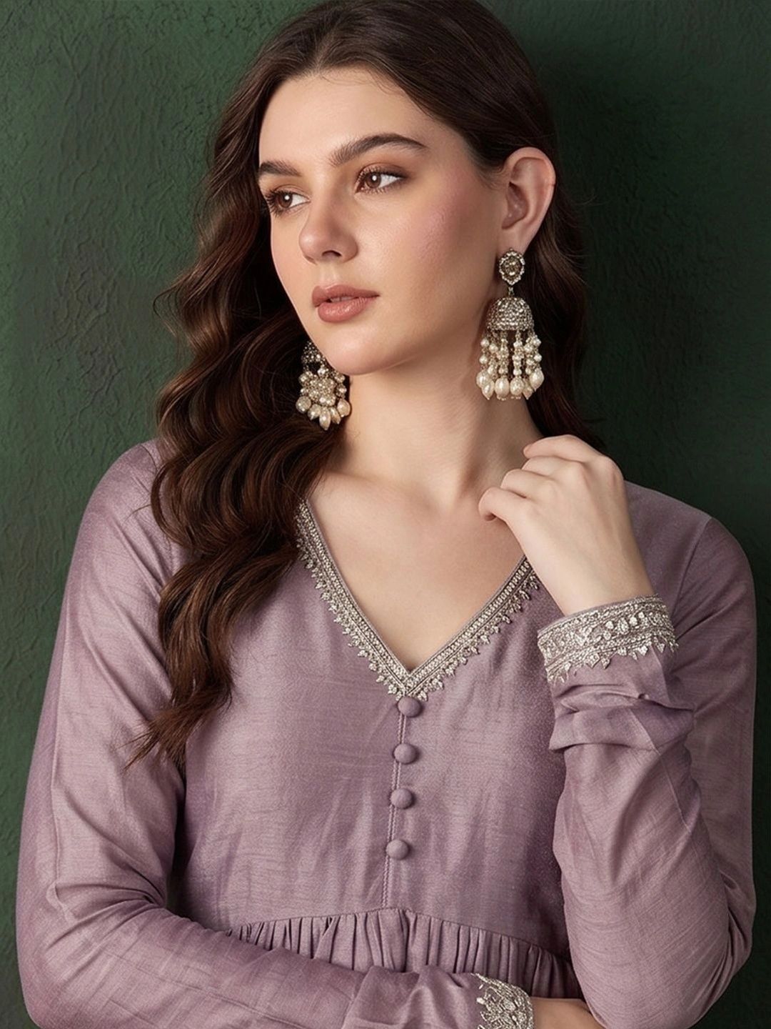 Women Empire Thread Work Kurta with Palazzos