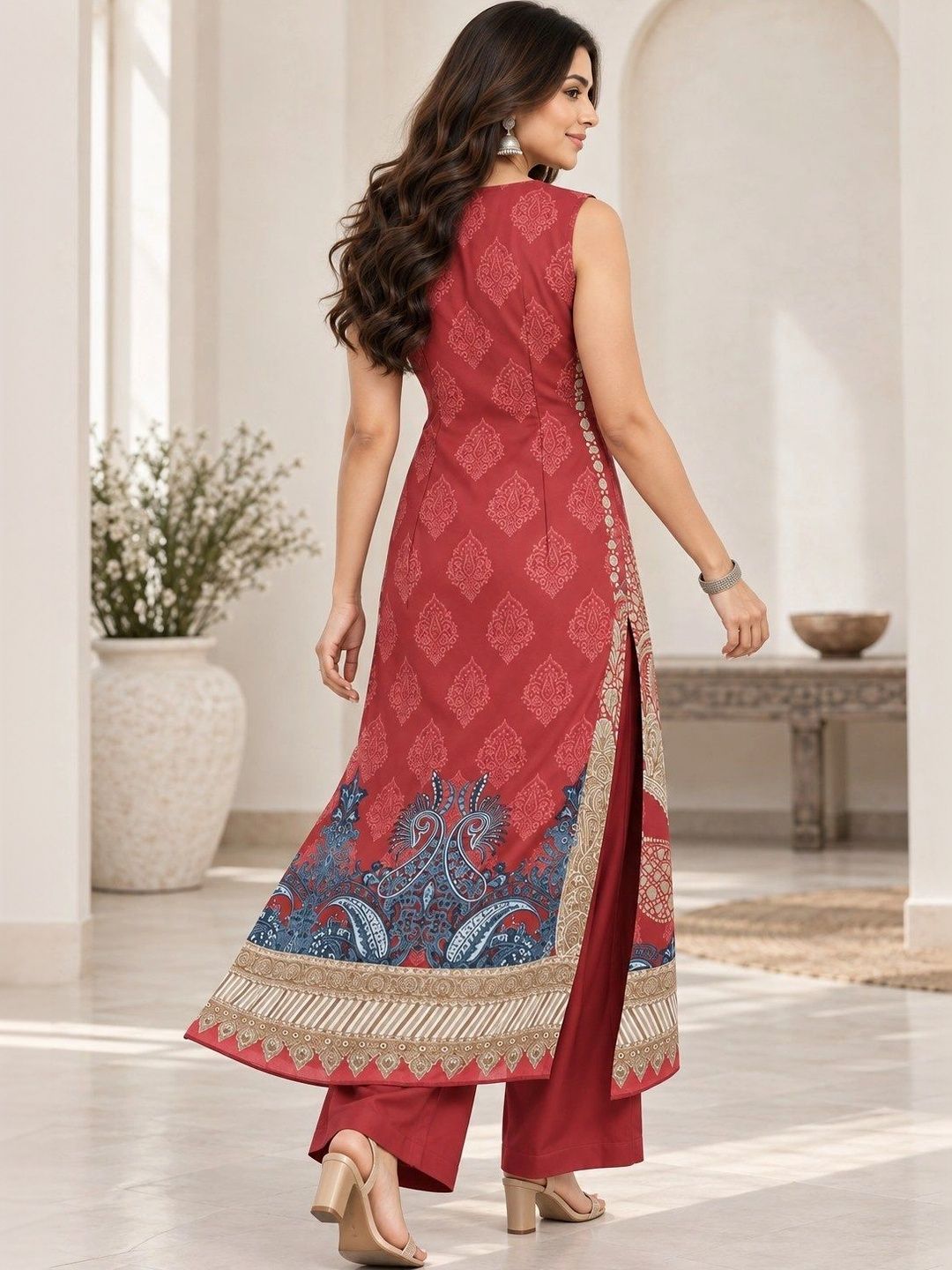 Women Ethnic Motifs Printed Regular Pure Cotton Kurta with Palazzos