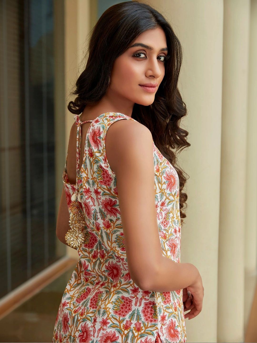 Floral Printed Round Neck Pure Cotton Straight Kurta & Sharara