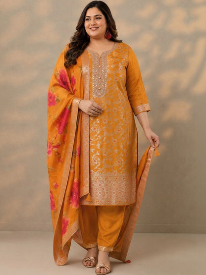 Women Regular Thread Work Kurta with Trousers & With Dupatta