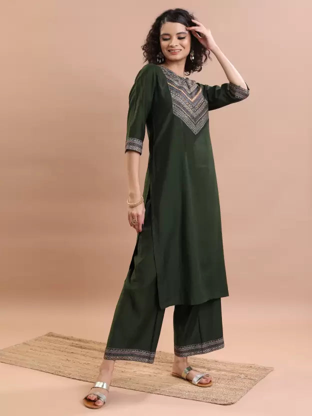 Women Cotton Blend Kurta Palazzo Dupatta Set Special price