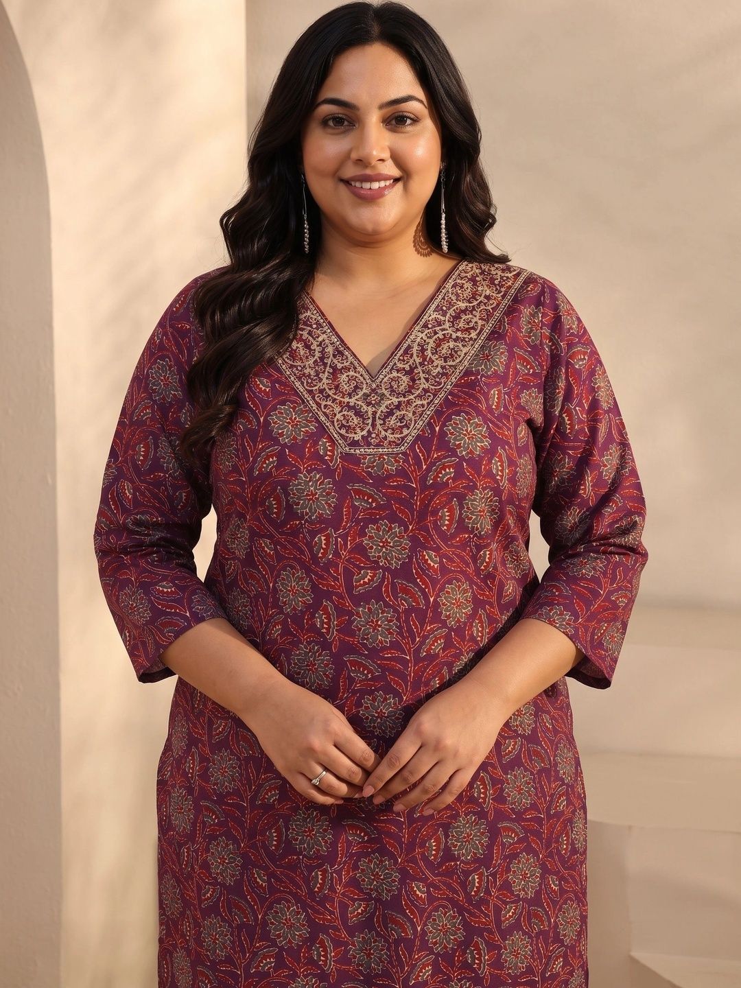 Women Ethnic Motifs Printed Regular Thread Work Kurta with Trousers & With Dupatta