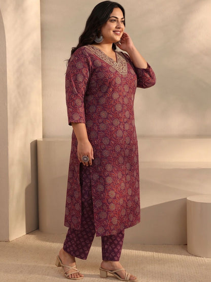Women Ethnic Motifs Printed Regular Thread Work Kurta with Trousers & With Dupatta
