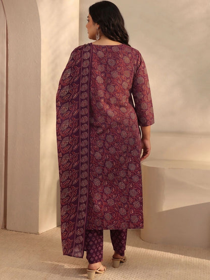 Women Ethnic Motifs Printed Regular Thread Work Kurta with Trousers & With Dupatta