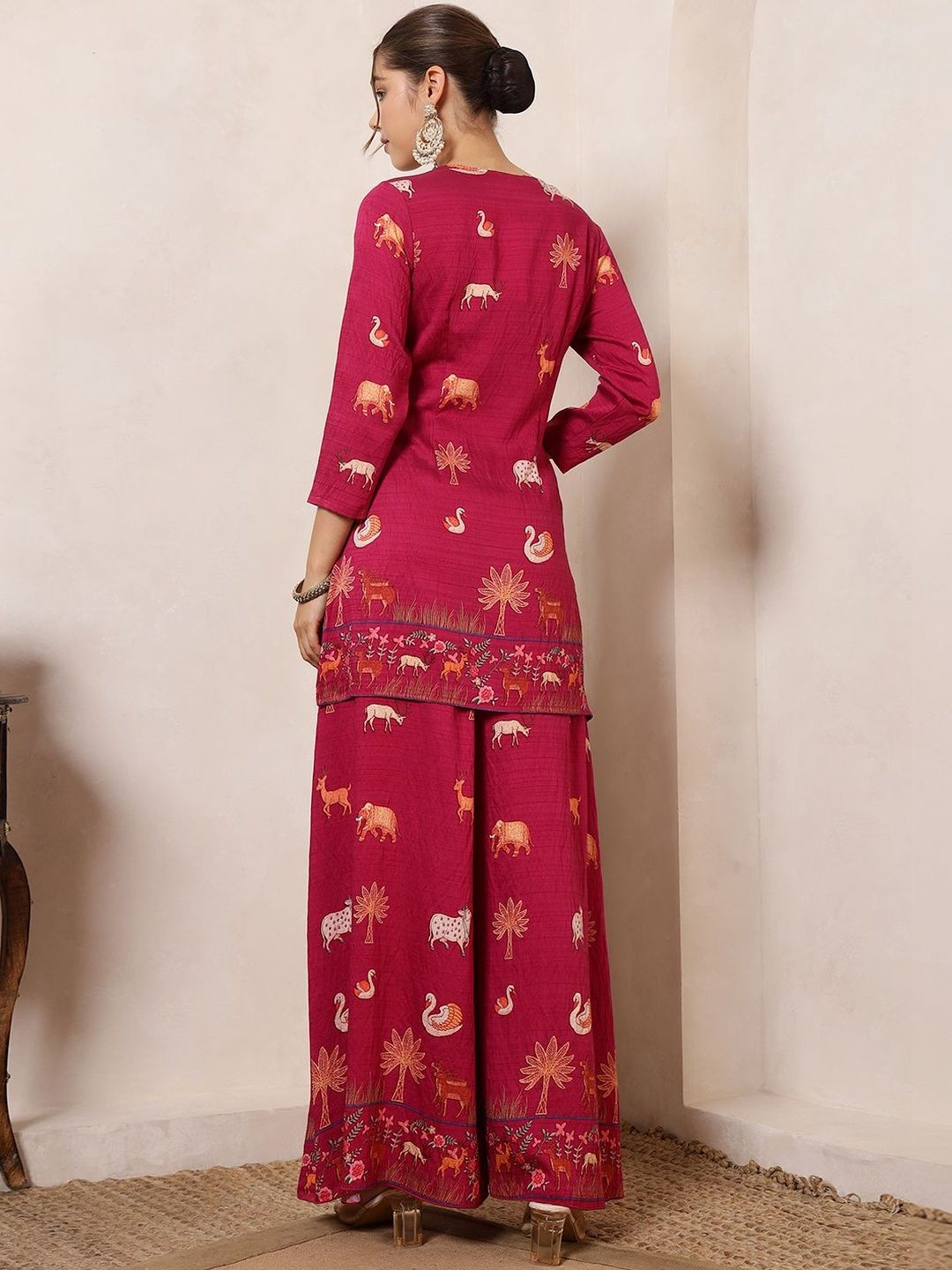 Women Ethnic Motifs Printed Regular Gotta Patti Kurta with Palazzos
