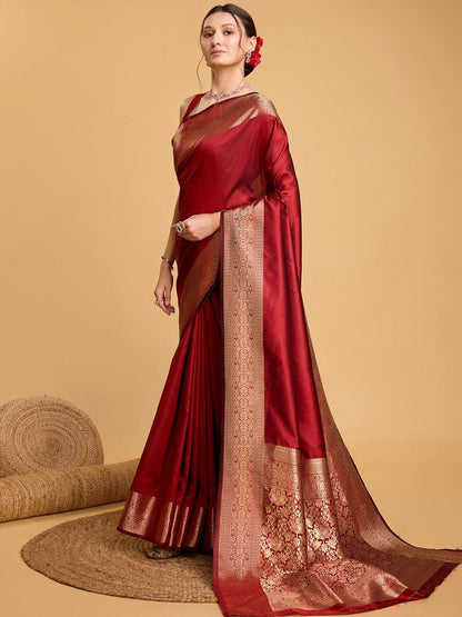 Woven Design Art Silk Kanjeevaram Saree With Blouse Piece