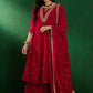 Embroidered Zari Sequined A-Line Georgette Kurta With Palazzo & Dupatta