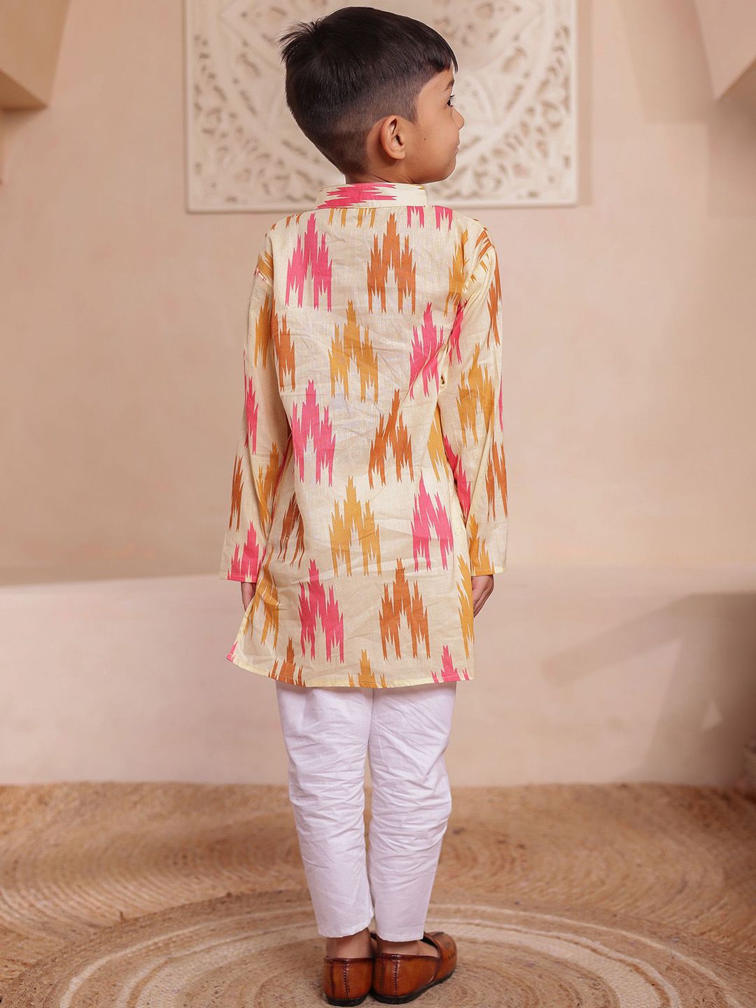 Boys Abstract Printed Cotton Kurta with Pyjama