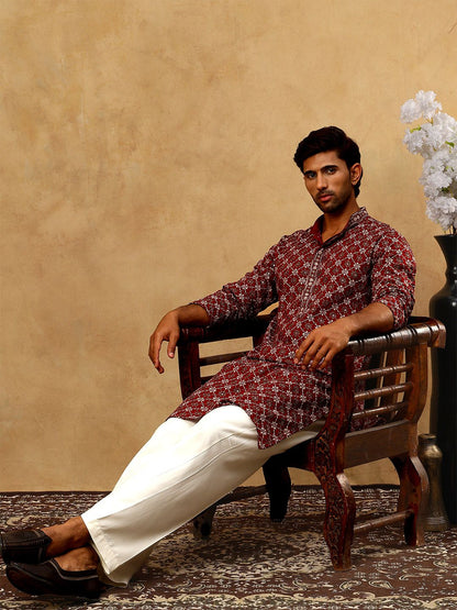 Embroidered Regular Sequinned Kurta With Korean Pants
