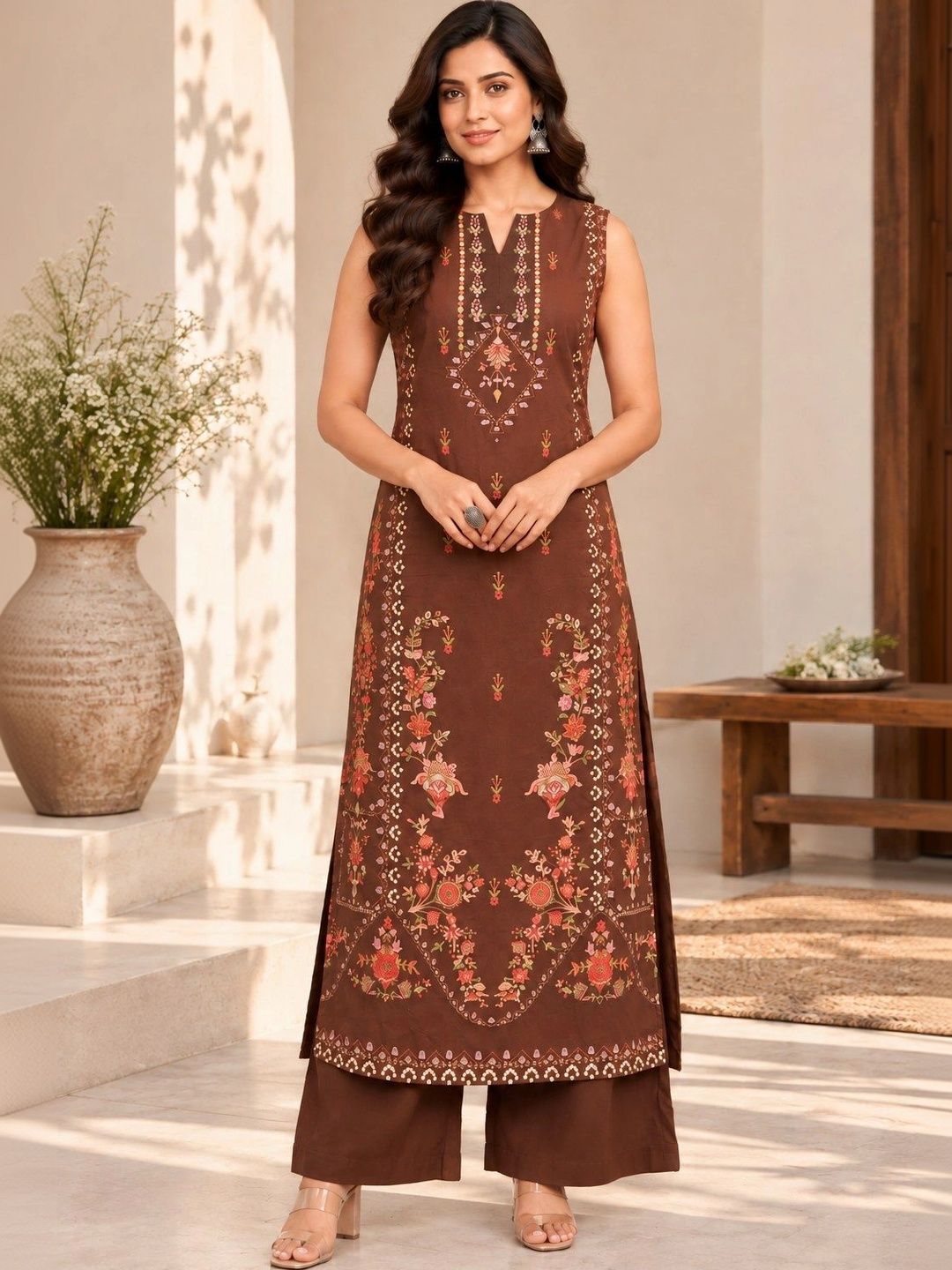 Women Floral Printed Regular Pure Cotton Kurta with Palazzos