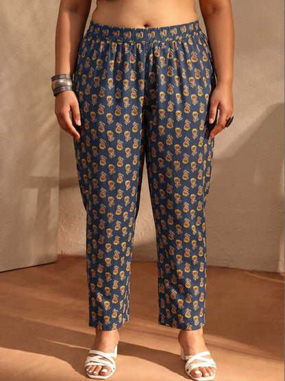 Women Floral Printed Angrakha Kurta with Trousers & With Dupatta