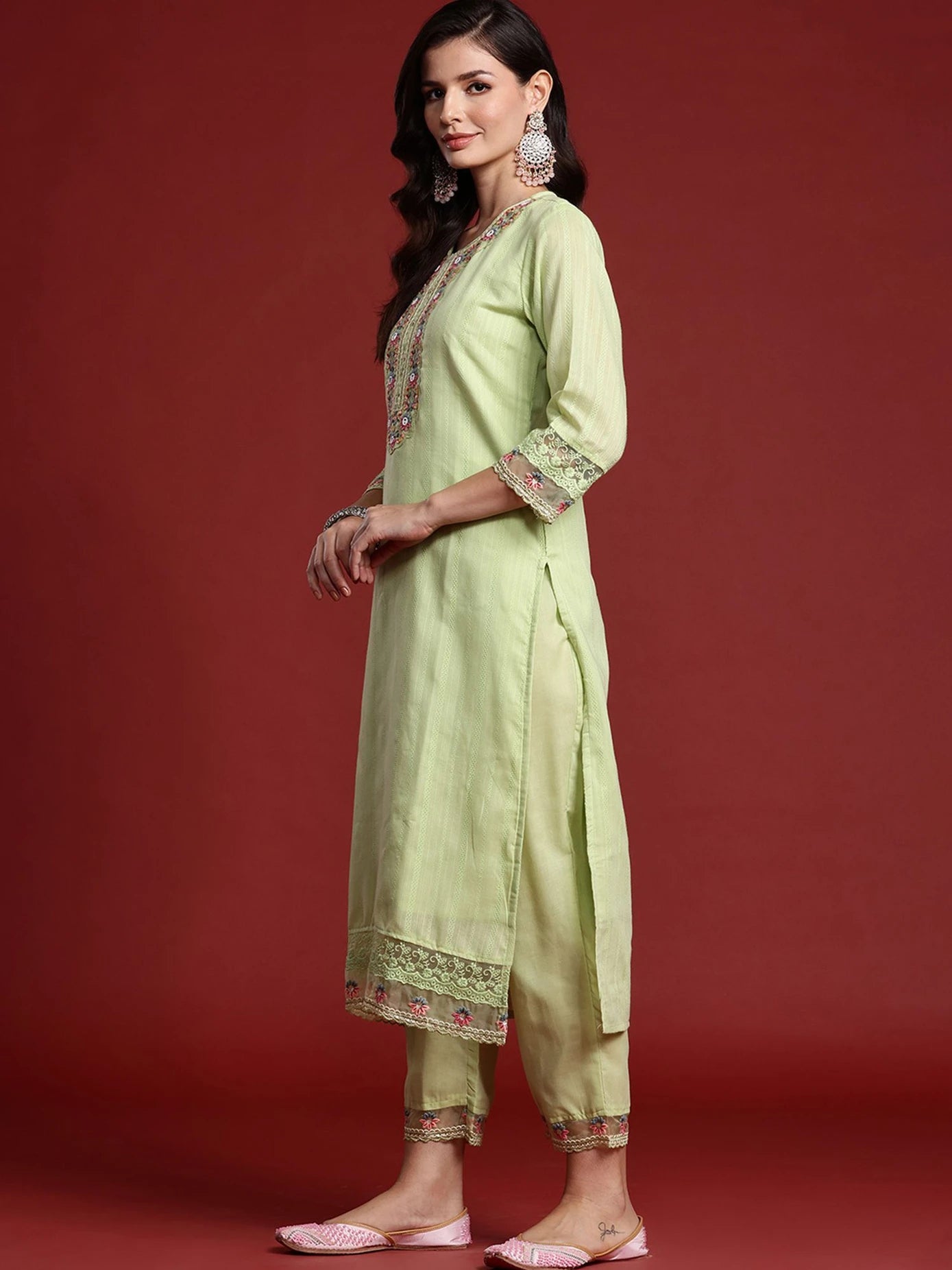 Women Pure Cotton Kurta Pant Dupatta Set