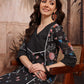 Women Floral Printed Detail Pure Cotton Kurta with Trousers - Amy's Cart