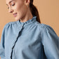 Comfort Denim Cotton Puff Sleeves Casual Shirt