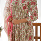 Floral Printed Thread Work Pure Cotton Empire Kurta With Trousers & Dupatta