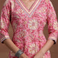 V Neck Floral Printed Gotta Patti Pure Cotton Straight Kurta with Palazzo & Dupatta