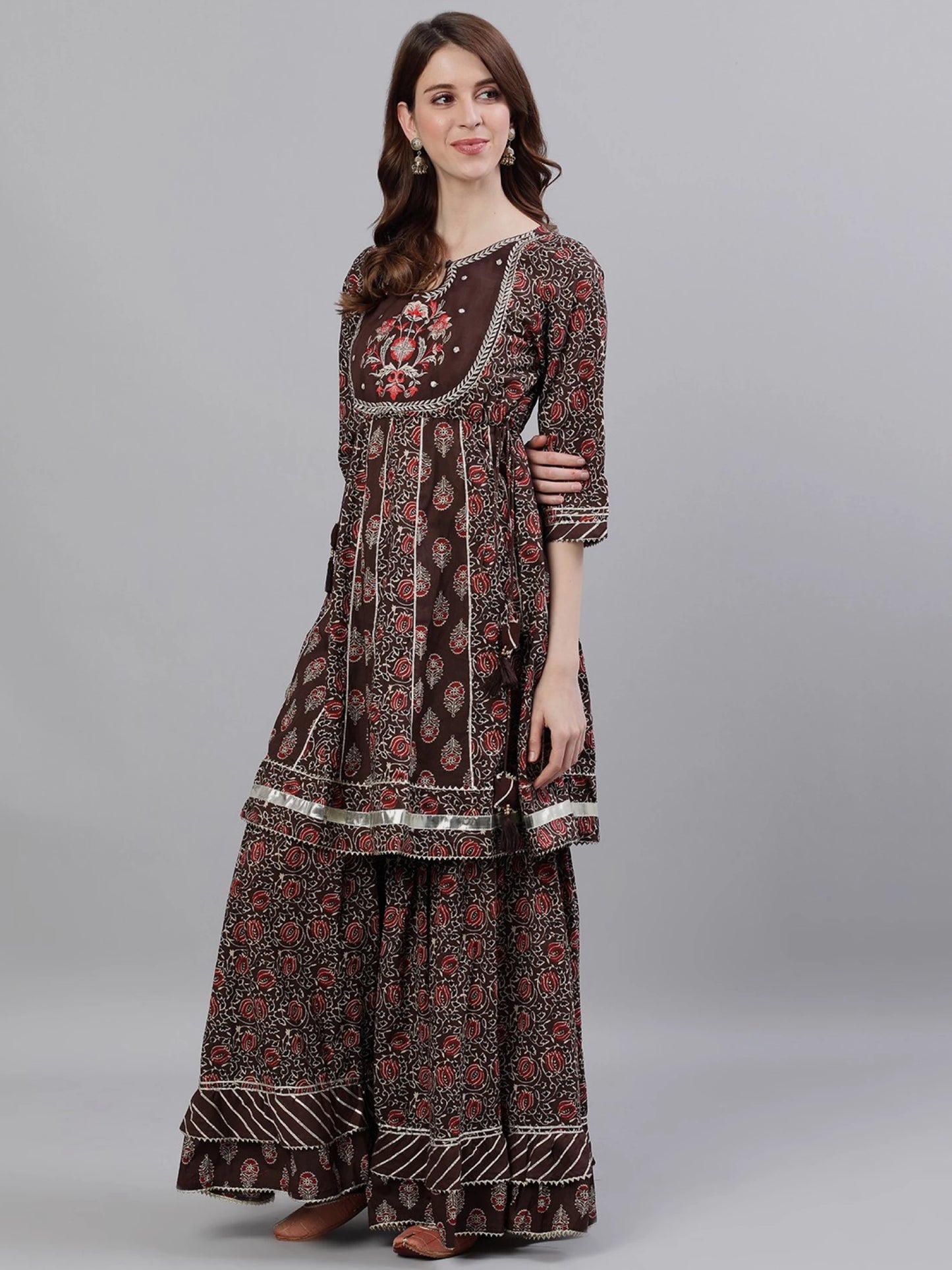 Women Pure Cotton Kurta Sharara Set