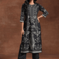 Floral Printed Keyhole Neck Three-Quarter Sleeves Kurta with Trousers