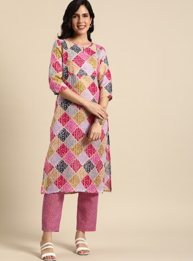 Bandhani Printed Kurta with Trousers