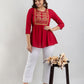 Embroidered Round Neck Peplum Top