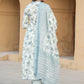 Floral Printed V-Neck Thread Work Pure Cotton Empire Kurta with Trousers & Dupatta