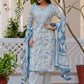 Women Floral Printed Regular Aari Work Pure Cotton Kurta with Trousers & With Dupatta