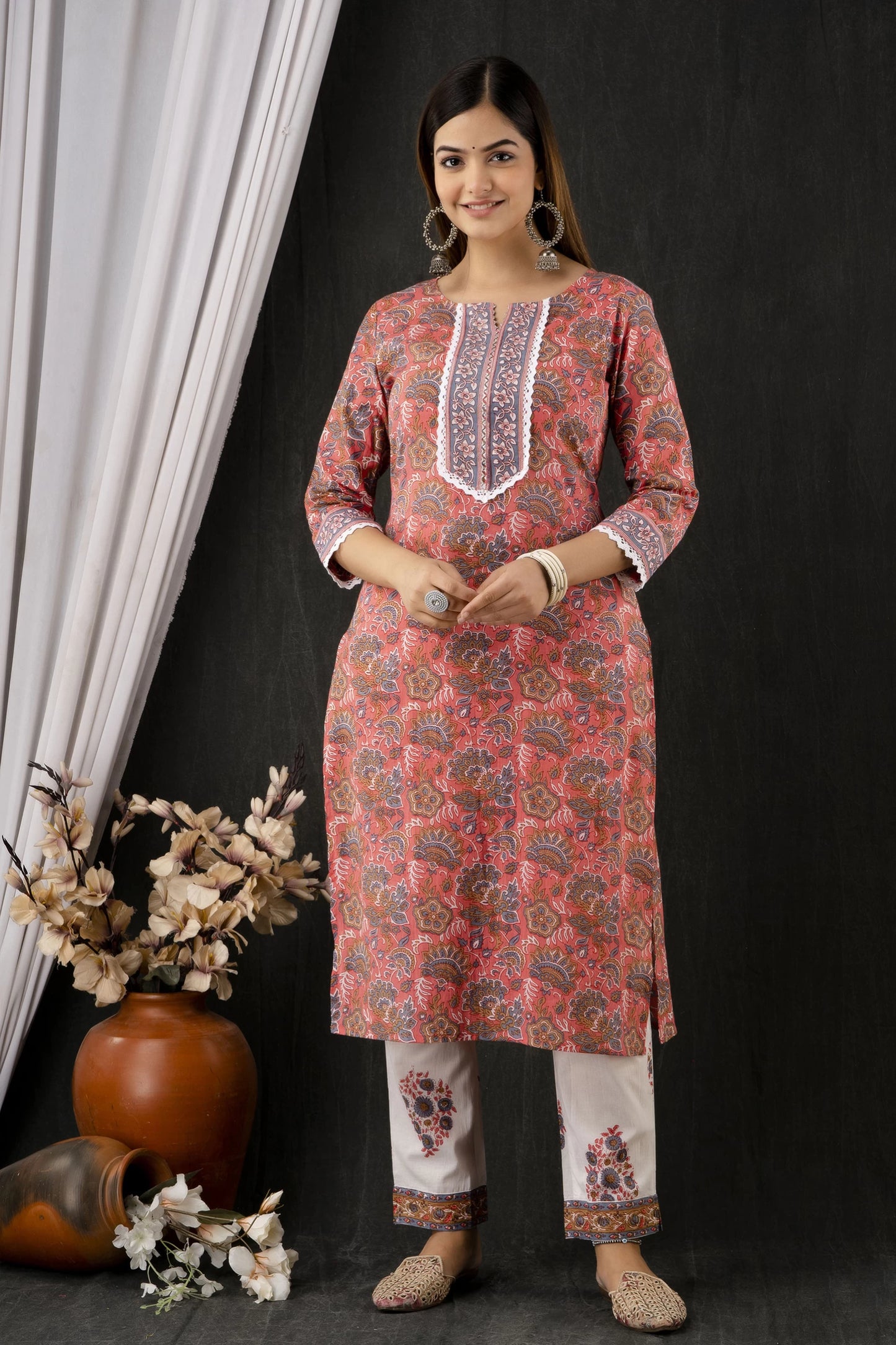 Women Pure Cotton Kurta Pant Dupatta Set