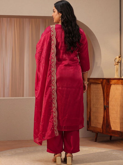 Women Ethnic Motifs Embroidered Regular Thread Work Kurta with Palazzos & With Dupatta