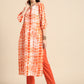 Women Orange Dyed Pure Cotton Kurta with Trousers