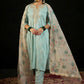 Floral Embroidered Notched Neck Straight Kurta with Trousers & Dupatta