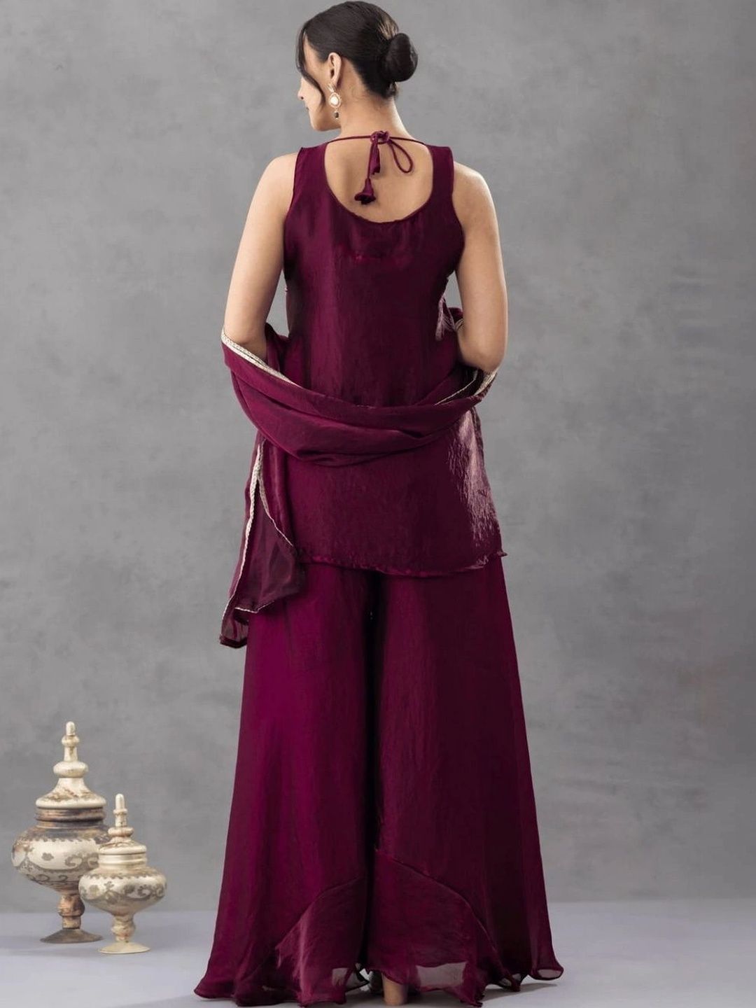 Women Ethnic Motifs Embroidered Regular Thread Work Kurta with Palazzos & With Dupatta