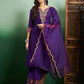 Embroidered Notch Neck Kurta With Plazzo & Dupatta