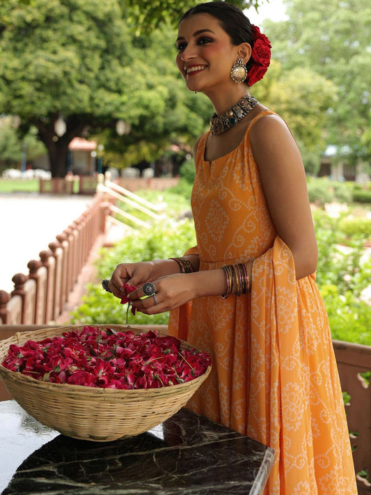 Women Ethnic Motifs Printed Anarkali Kurta with Trousers & Dupatta