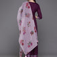 Women Purple Yoke Design Regular Kurta with Palazzos & With Dupatta