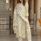 Floral Printed Mirror Work A-Line Pure Cotton Kurta with Trousers & Dupatta