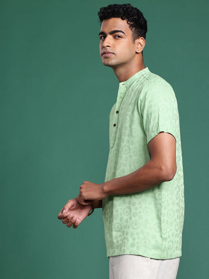 Pure Cotton Striped Textured Jacquard Kurta