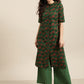 Women Green & Red Pure Cotton Printed Kurta with Palazzos