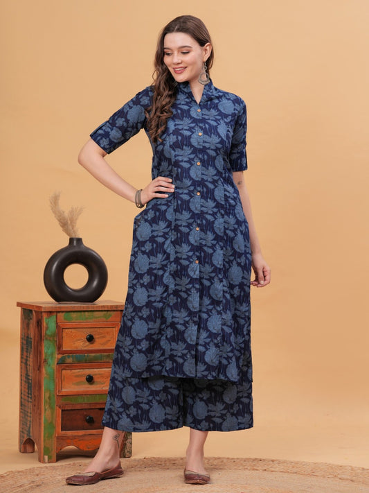 Women Floral Printed Regular Pure Cotton Kurta with Palazzos
