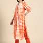 Women Orange Dyed Pure Cotton Kurta with Trousers