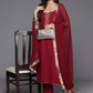 Woven Design Zari Silk Crepe Kurta with Trousers & Dupatta