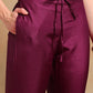 Women Purple Silk Blend Solid Yoke Design Flared Empire Kurta Trouser With Dupatta